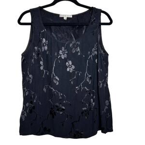 Spencer Alexis Black Floral Burnout Sleeveless Tank Top Women's‎ Medium